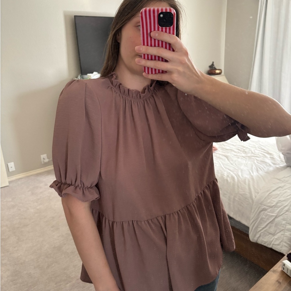 Entro Dusty Pink Ruffle Top - Picture 3 of 3